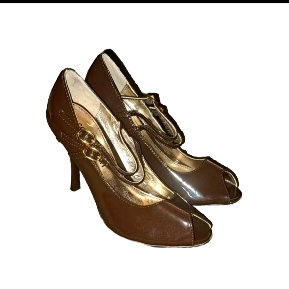 Colin Stuart Brown Heels Size 5M SB5#3 - Picture 1 of 10